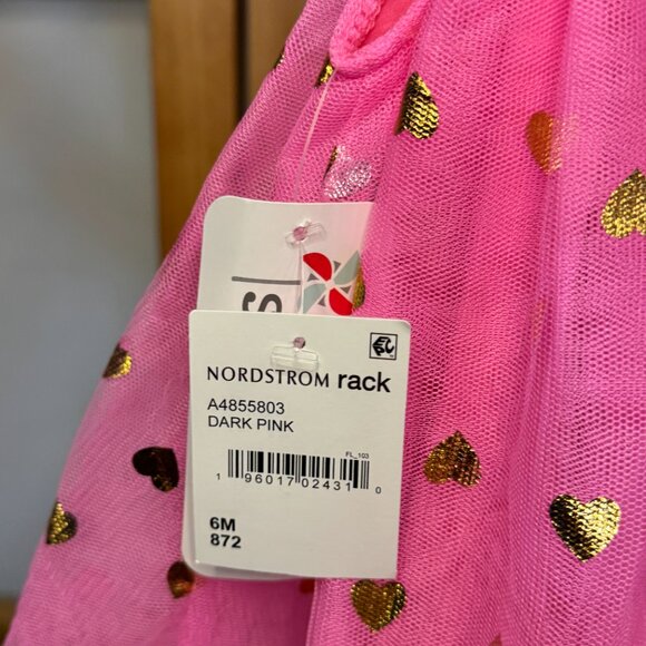 Baby Starters Pink Gold Heart Tulle Dress w/ Bow 6M NWT - Picture 7 of 9